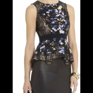 BCBGMAXAZRIA Sleeveless Kaylyn Peplum Blouse - Size Medium